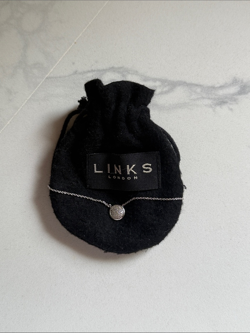 Links of London Diamond Essentials Pave Round Pendant Necklace